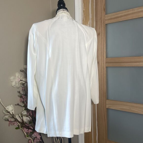 Vintage Gemini Nites Evening Blazer Women Ivory Bling Glittery - Picture 2 of 8
